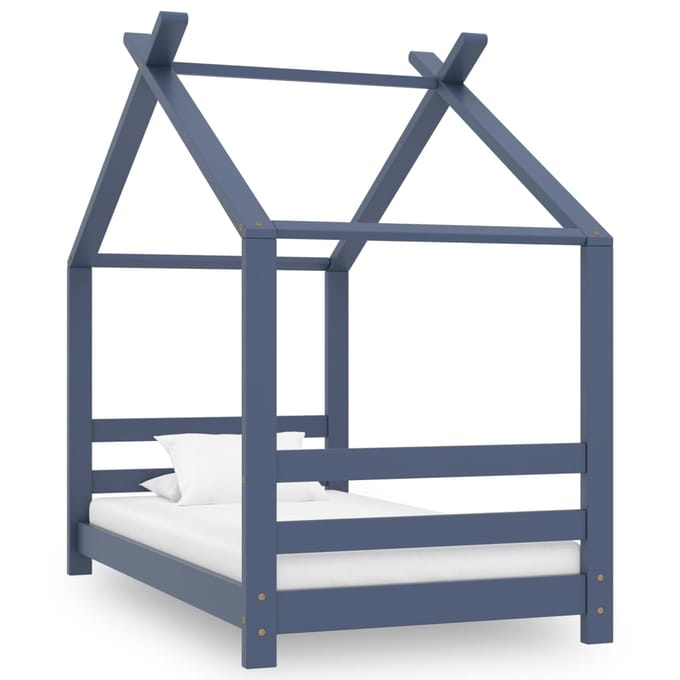 vidaXL - Kinderbedframe - massief - grenenhout - grijs - 70x140 - cm