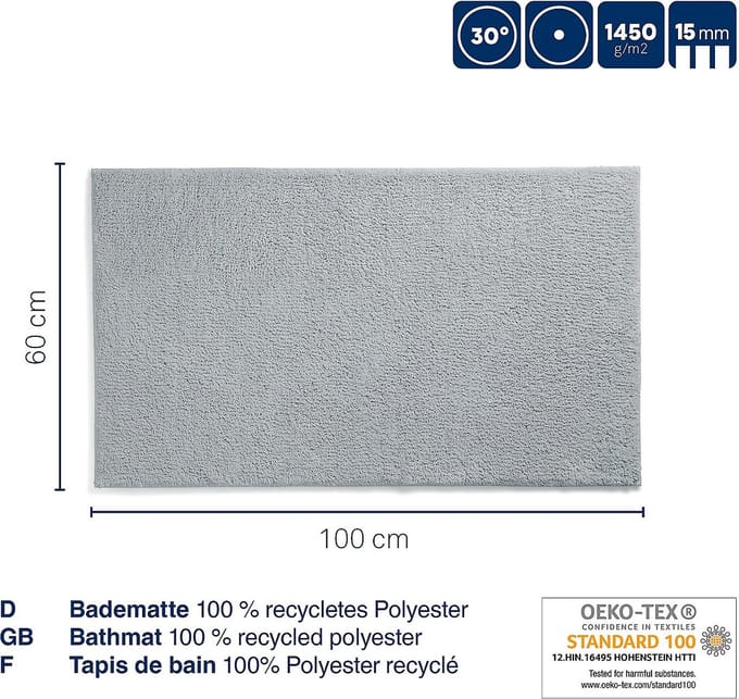 Badmat, 100 x 60 cm, Polyester, Granietgrijs - Kela | Maja
