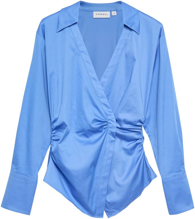 Aansluitende blouse met lange mouwen van satijnkatoen voor dames COMMA