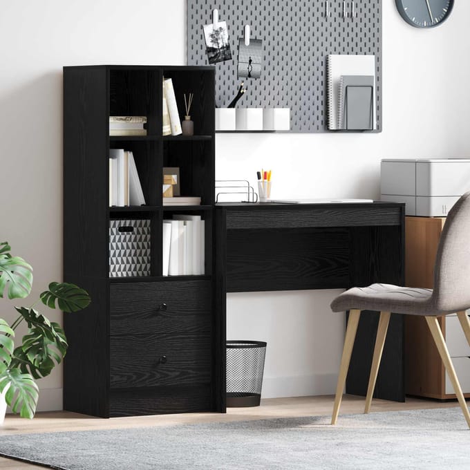 vidaXL - Bureau - Zwart - Eiken - 125,5 - x - 40 - x - 127 - cm - 2 - st