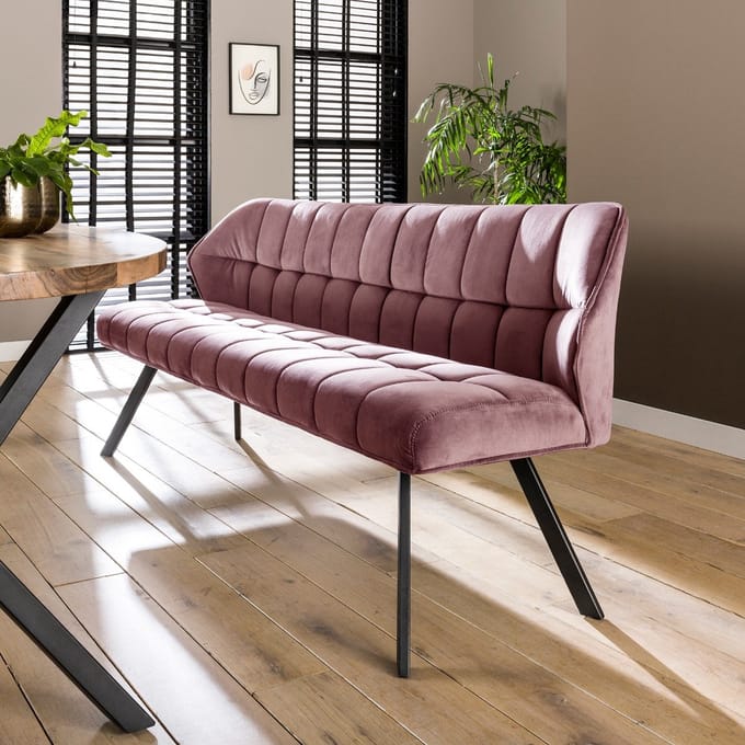 AnLi Style Eetkamerbank raster Roze velours