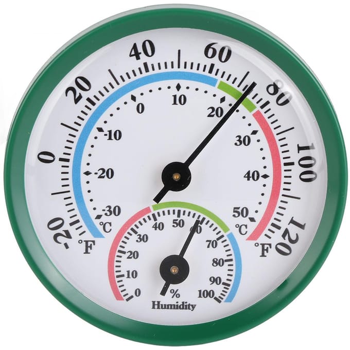 Mini wijzertype thermometer hygrometer binnentemperatuur vochtigheidsmeter meter white