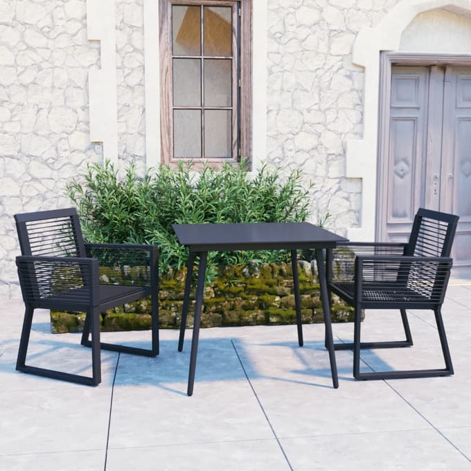 vidaXL - 3-delige - Tuinset - PVC-rattan - zwart