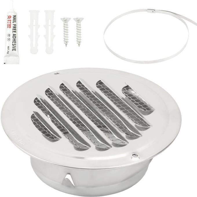 Dailygoods- Ventilatierooster 100 mm - Roestvrij Staal - Rond - Voor