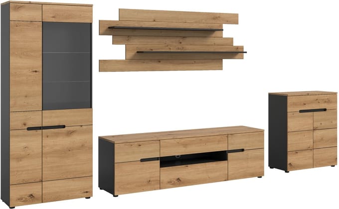 Canu wandkast C13 systeem eiken decor, donkergrijs.