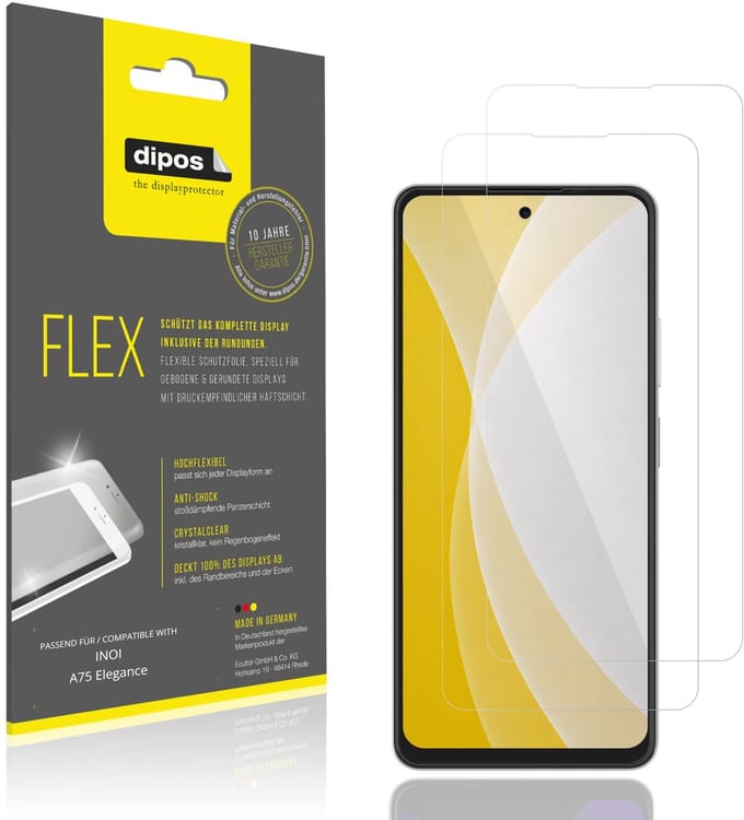 dipos – 2x Beschermfolie geschikt voor INOI A75 Elegance | 3D Full Cover Screenprotector | 100% Passend