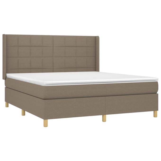 vidaXL - Boxspring - met - matras - stof - taupe - 160x200 - cm