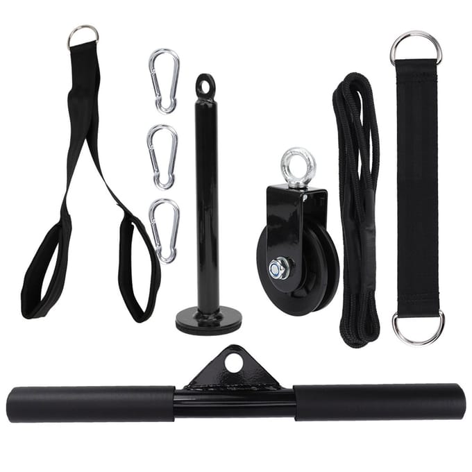 Ensemble de 9 équipements de fitness à monter soi-même, goupille de chargement, entraînement des triceps, poulie de traction black