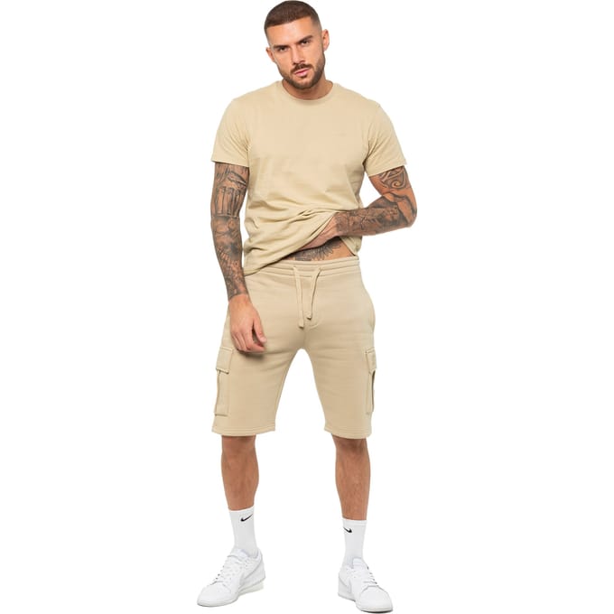 Enzo | Heren T-shirt Trainingspak Met Korte Broek Set- Stone