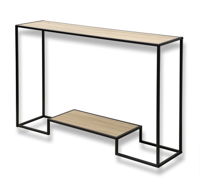 CALICOSY - Moderne console met 2 spaanplaat planken en stalen structuur 120x30x80cm