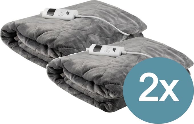Bobbel Home - Elektrische Deken - 2 PACK - Bovendeken - Onderdeken - Warmte Deken - 2 Persoons - Grijs