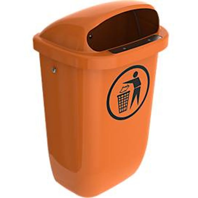 Afvalbak voor buiten - polyetheen - 50 liter - DIN 30713 - oranje
