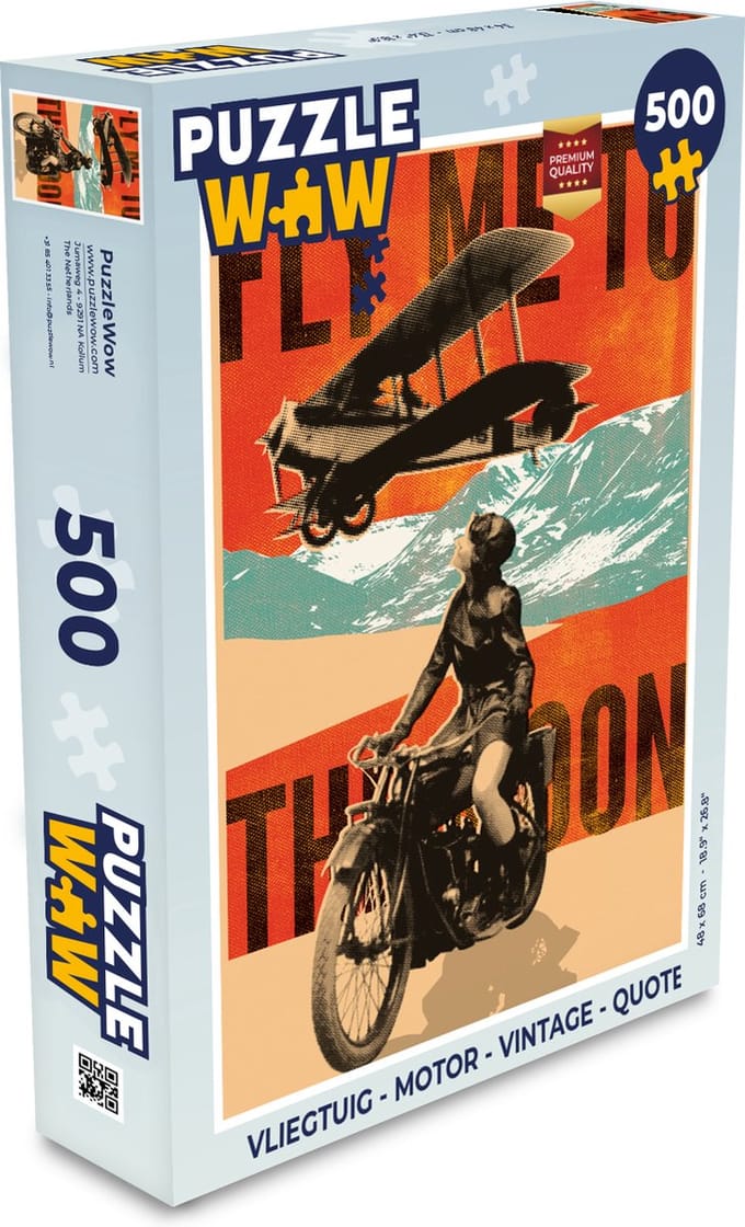 Puzzel Vliegtuig - Motor - Vintage - Quote - Legpuzzel - Puzzel 500 stukjes