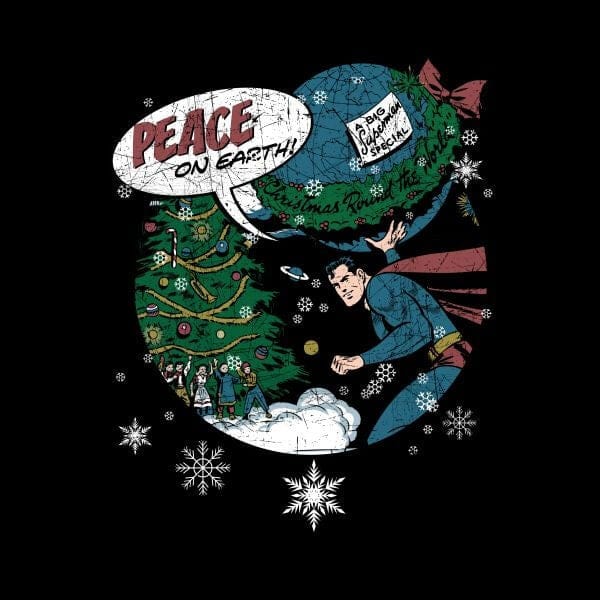 DC Superman Peace On Earth Women's Christmas T-Shirt - Black - M