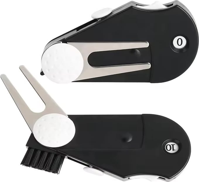 Golf Multi-Use Tool - Golf Accessoires - Handig voor op de Baan - Golf Must-have - Pitchfork - Clubcleaner - Scorenteller - Balmarker