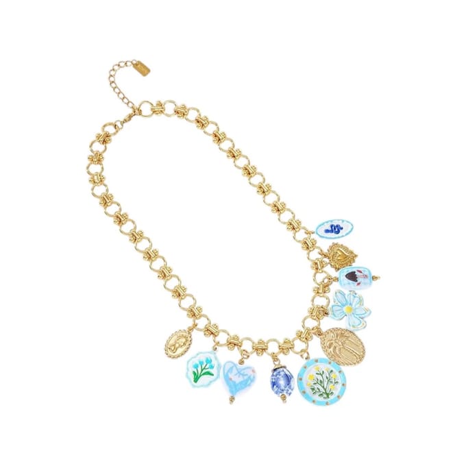Flower Bedelketting Blauw