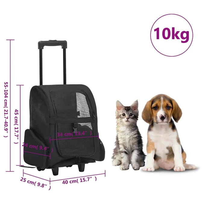 Vidaxl Opvouwbare, Multifunctionele Hondenbuggy, Zwart