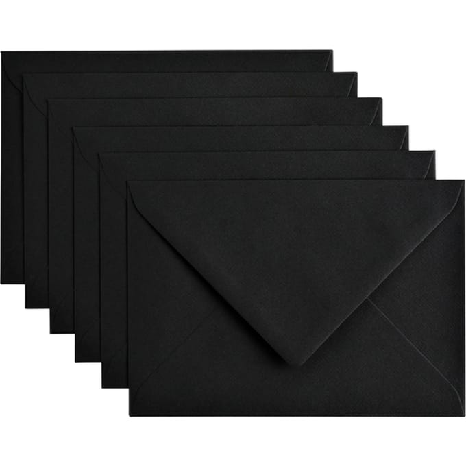 Papicolor Envelop C6 ravenzwart 105gr-CV 6 stuks 302901 - 114x162 mm