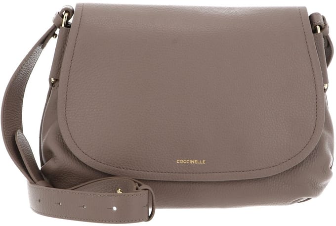 COCCINELLE Leren schoudertas Rebekka Handbag Grained Leather Warm Taupe
