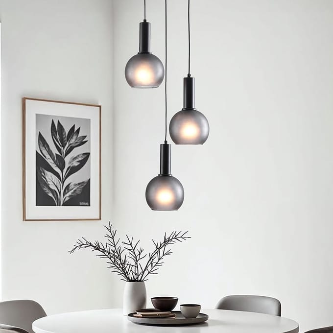 LumenXL Moderne hanglamp - grijs matglas, 3-lichts - Brinati