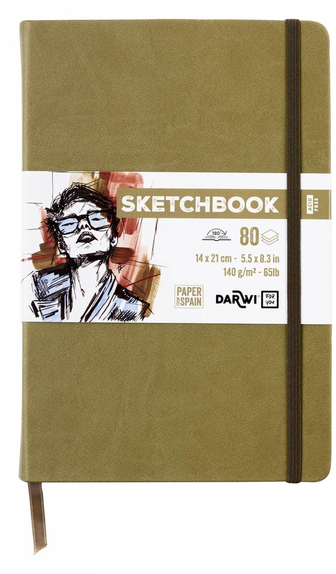 Darwi DFY - Schetsboek - A5 - 140 g - Kaki groen - 80 vellen