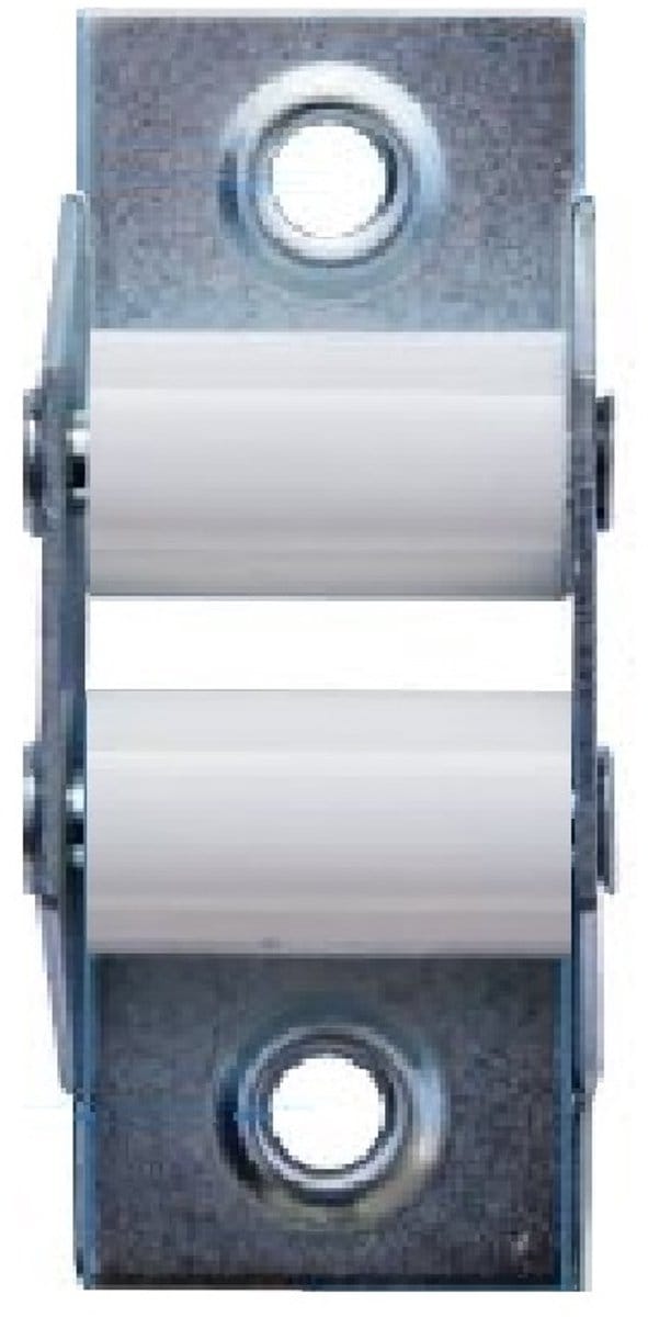 Bandgeleider staal met witte rollen - max 18 mm