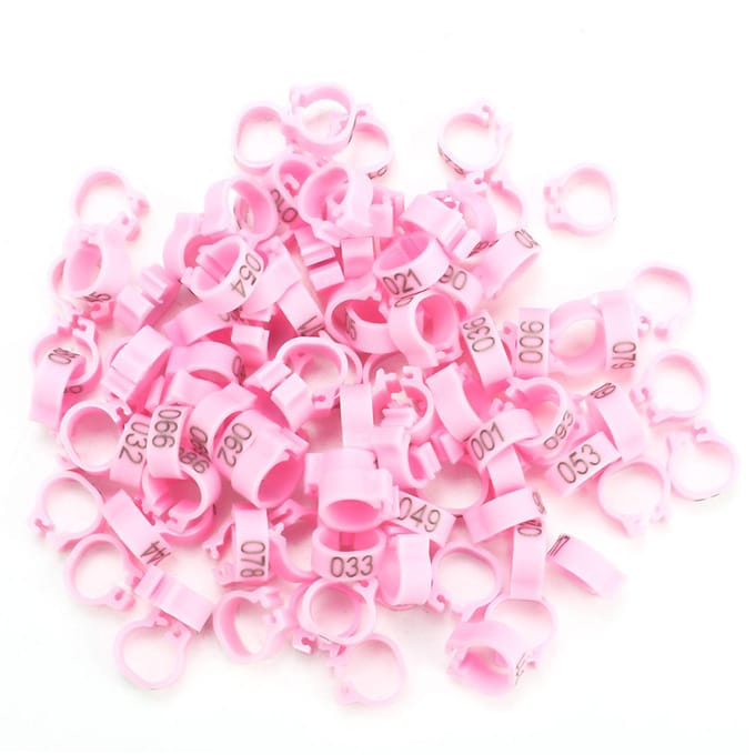 100 STUKS/Zak 8MM 001-100 Genummerde Plastic Letter Duif Vogel Pootringen(wit) Pink pink