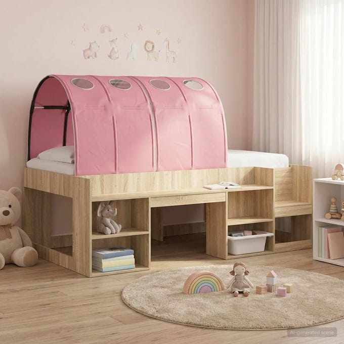 vidaXL - Bed - tunnel - 2 - st - Roze - Polyester