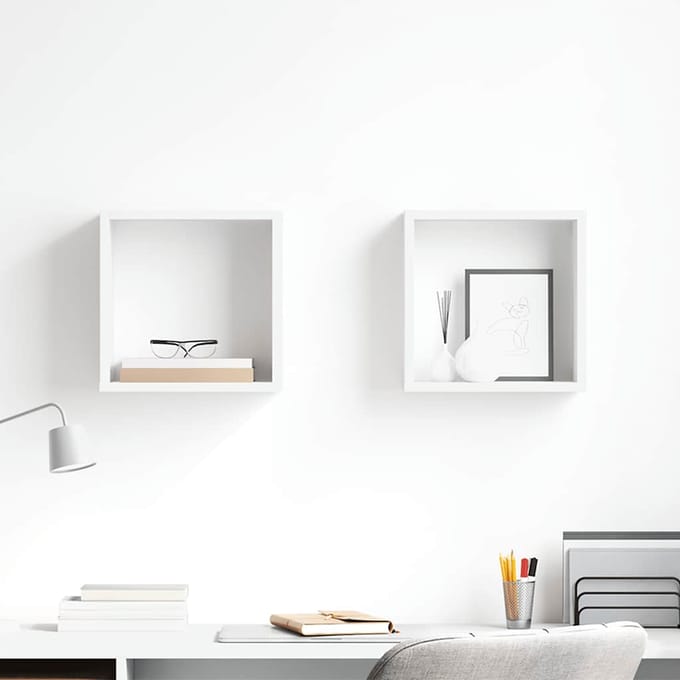 vidaXL - Wandschappen - kubus - 2 - st - 30x15x30 - cm - wit