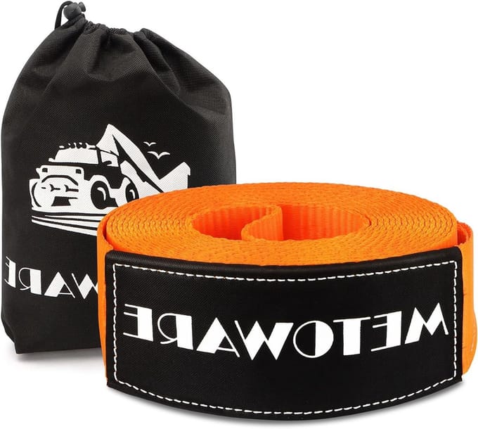 Trekriem Herstelset - Sleepriem Lier Strap - Voertuigen Berging - Versterkte Lussen - 4" x 30ft - Oranje