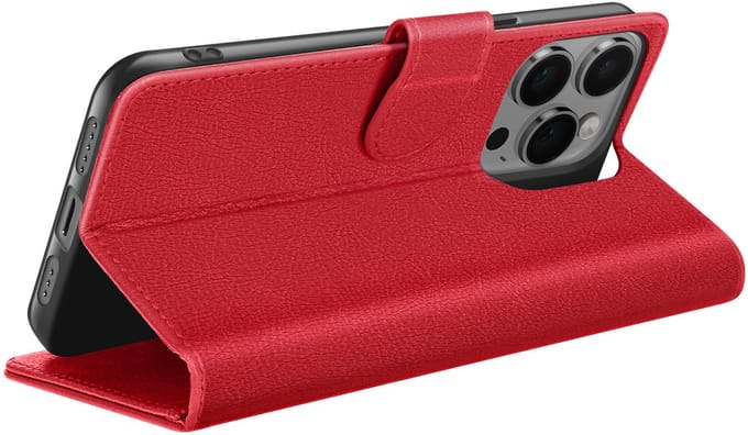 Zanae, Hoesje geschikt voor iPhone 14 Pro - Wallet Case & Magneetsluiting, Rood