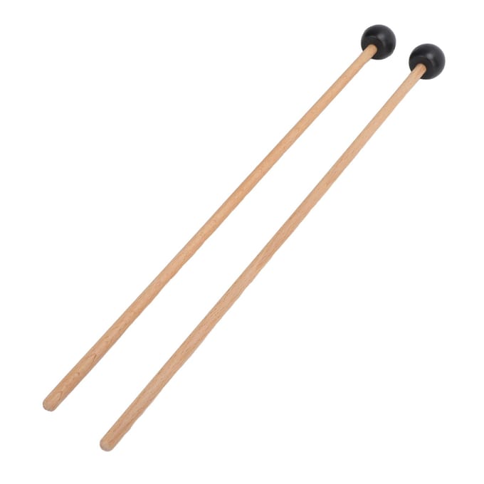 2PCS Glockenspiel Mallet Rubber en Massief Hout 16,5 Inch Lange Tong Drum Mallet beige
