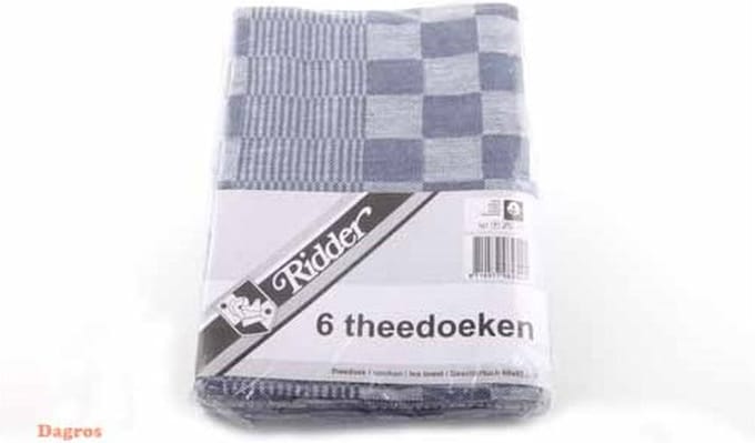 Sorbo Theedoek - 6 Stuks - Geblokt - Marine