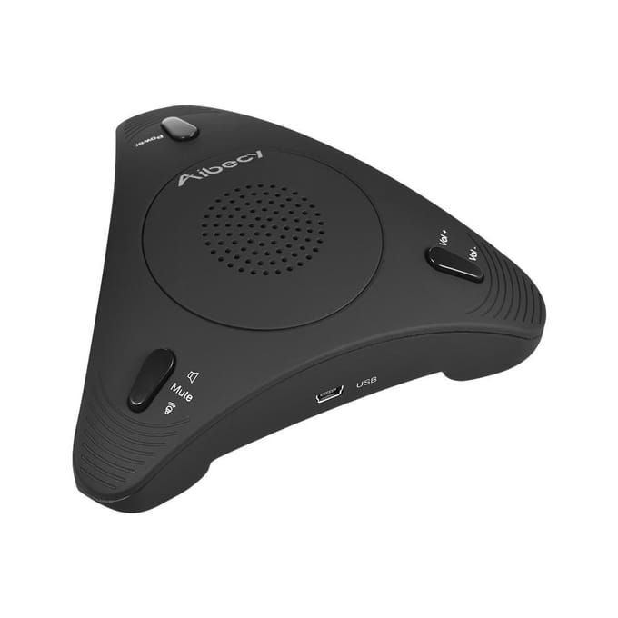 Omnidirectionele condensatormicrofoon Microfoonconferentievergadering 360 graden audio-opname zwart