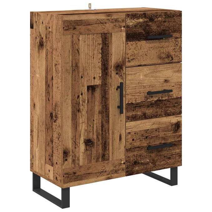 vidaXL - Dressoir - Oud - Hout - 69,5 - x - 34 - x - 90 - cm - Geengineerd - Hout - en - IJzer