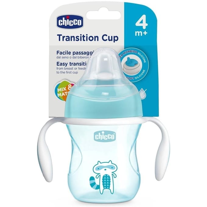 Chicco Overgangsbeker 200 ml 4 Maanden en Ouder (Modellen : Blauwe Wasbeer)