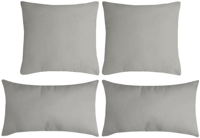 Stof Textile sierkussen Nelson - set 4x - lichtgrijs - 2 formaten - bank kussens - polyester