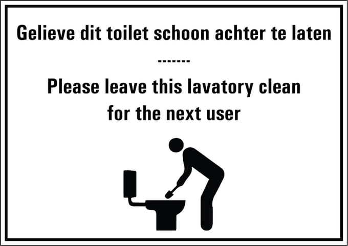 Laat het toilet schoon achter tekststicker 148 x 210 mm