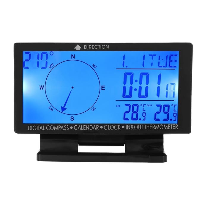 CD60 Multifunctionele Digitale Auto Thermometer Meter met Tijd Navigatie Functie blue