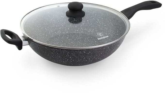 Westinghouse Wokpan – Ø 32 cm – Inductie – Inclusief Deksel – Black Marble