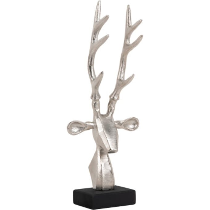 Present Time Ornament Reindeer Head - Zilver - 14.5x6.5x34cm - Scandinavisch - Aluminium
