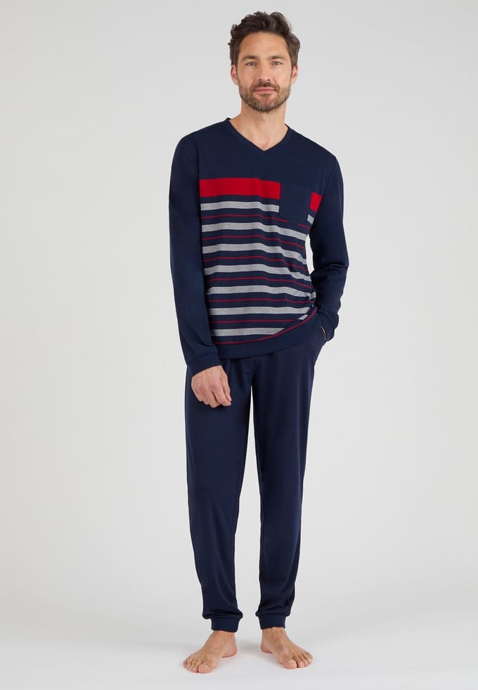 Damart - Pyjama van Thermolactyl jerseytricot. - Heren - Blauw - L