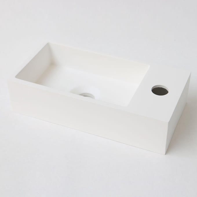 INK Versus Fontein - 36x18x9cm - wasbak links - 1 kraangat - polystone wit mat