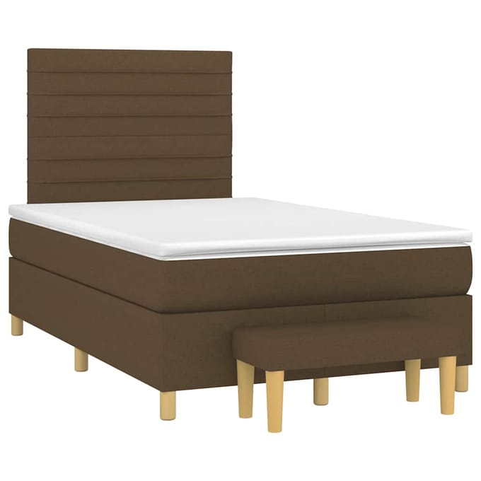 vidaXL - Boxspring - met - matras - stof - donkerbruin - 120x190 - cm