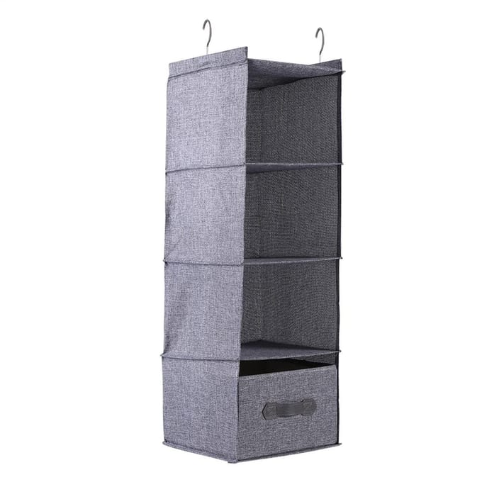 Hangende Kast Organizer Kleding Opberg Houder 4 Planken met Lade (Grijs) gray