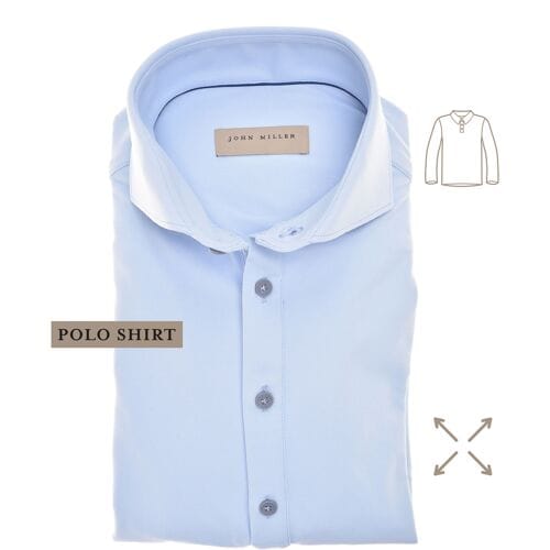 John Miller The Miller Long Sleeve Hyperstretch Poloshirt Licht Blauw / male