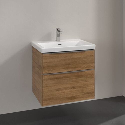 Villeroy & Boch Subway 3.0 vanity unit 62.2 cm, 2 drawers, handles glossy C57600RH