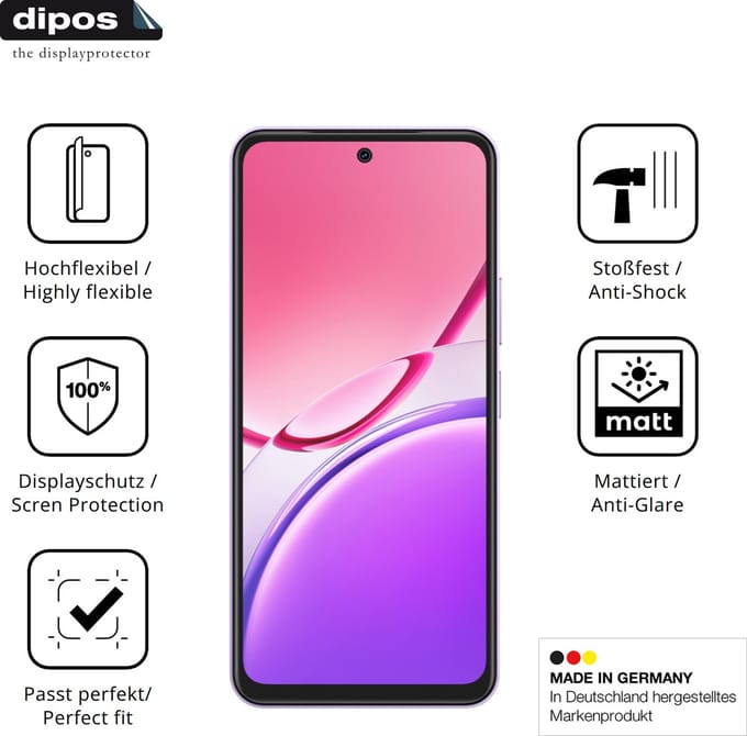 dipos FLEX – 2x Matte Screenprotector geschikt voor Vivo Y31s 2026 | Volledige Schermbescherming | Case-Friendly