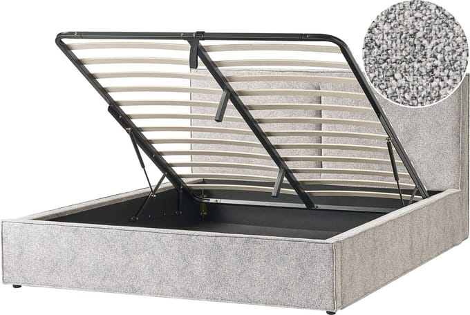MOISSAC - Bed met opbergruimte - Zwart/Wit - 180 x 200 cm - Gebreid
