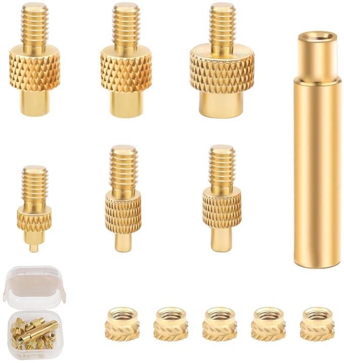 6 Stuks Messing Draad Inserts voor 3D Printen - M2, M3, M4, M5, M6, M8 - Warmtegeleiding en Compatibel met Standaard 936 voor 3D Printer Accessoires